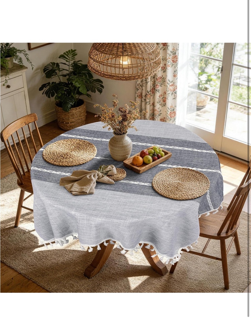 NEW Gray 36” Square Tablecloth, Rustic Farmhouse Grey - Picture 2 of 8